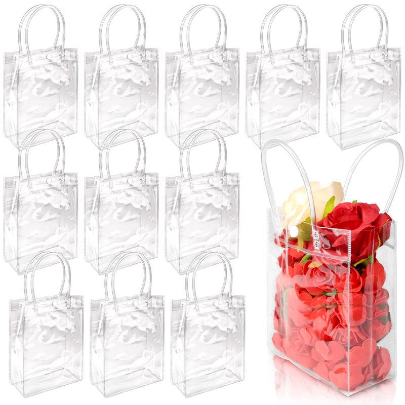 BadenBach 24 PCS Small Clear Gift Bags with Handle 5.9"" x 7.9"" x 2.8"" Plastic Transparent Gift Bag Clear Goodie Bags Clear Party Favor Bags for Wedding Birthday Party Baby Shower Halloween Christmas - Image 1